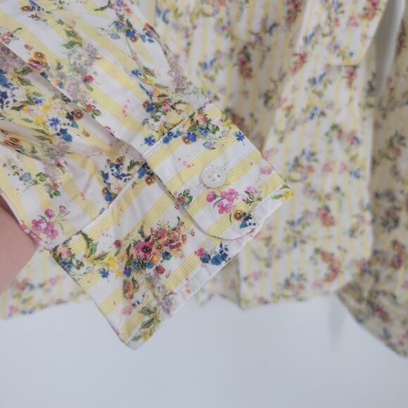 Frank & Eileen Floral Stripe Cotton Button Up Shirt M - Picture 6 of 11